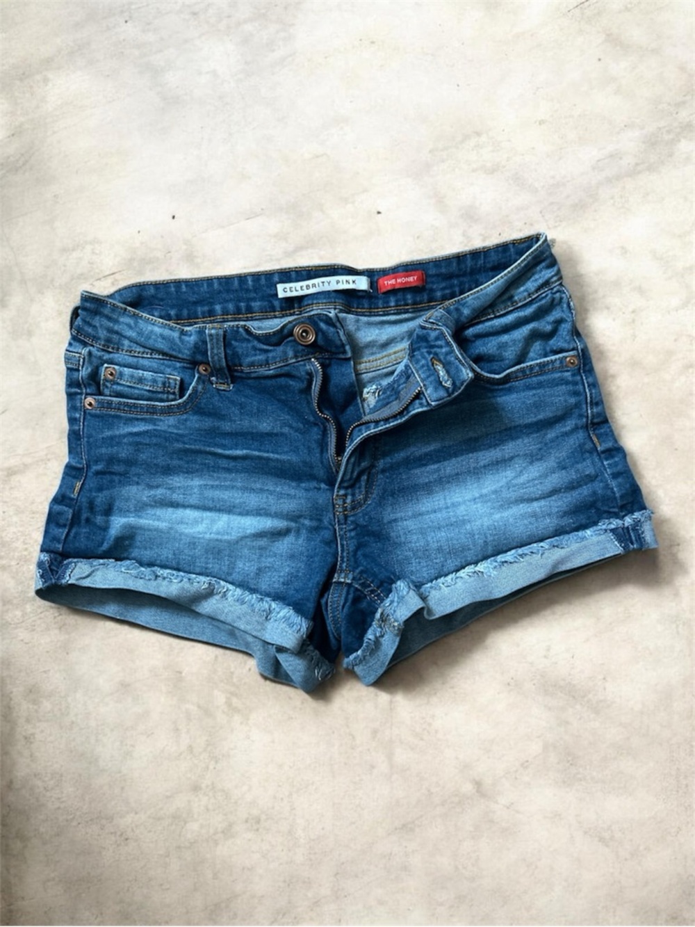 Celebrity Pink Blue Rolled-Hem Denim Shorts